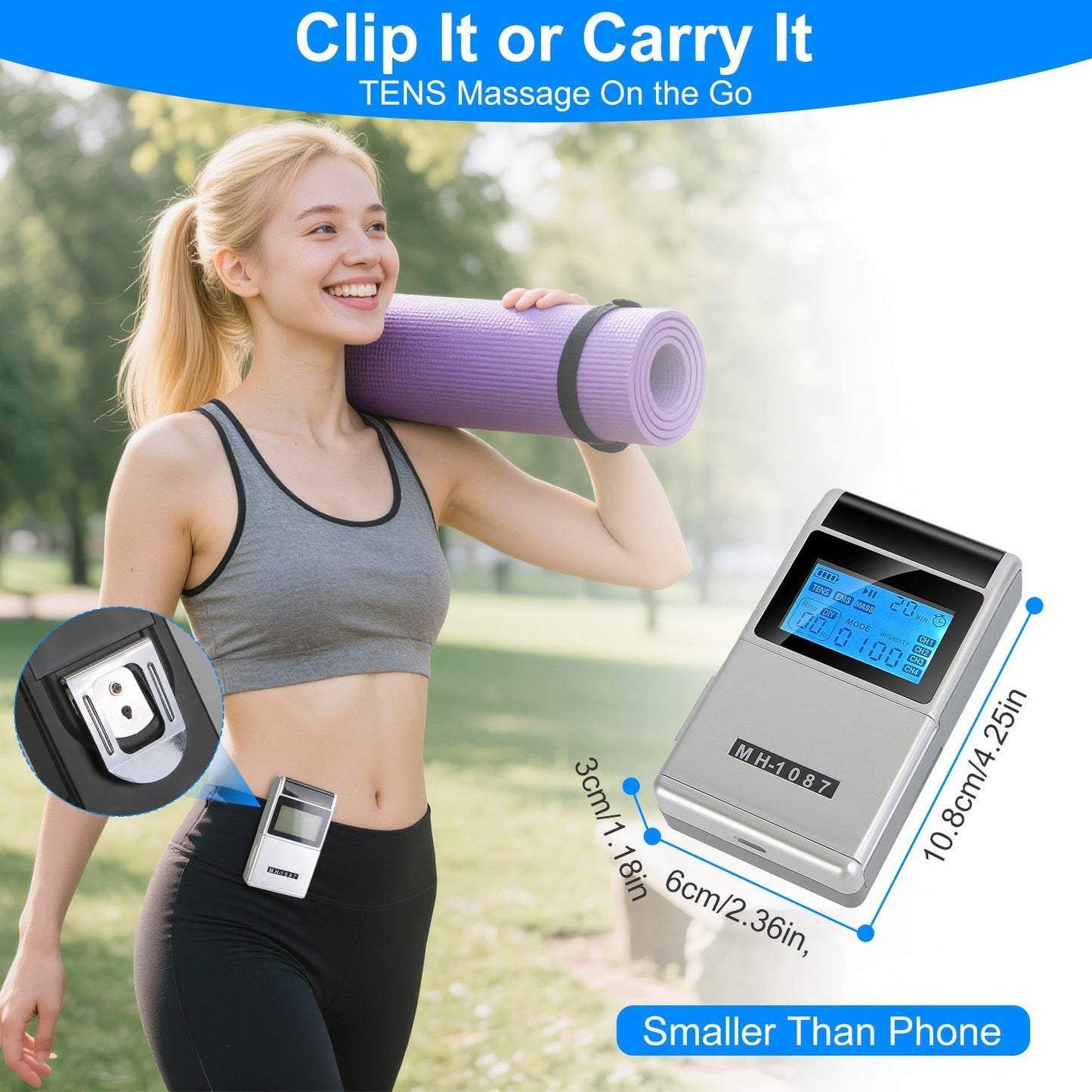 1Pc 4 Channel TENS Unit Muscle Stimulator Rechargeable Digital TENS